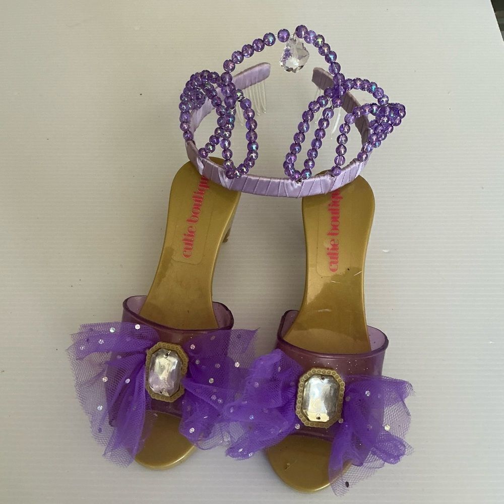 Purple princess shoes and tiara or dress up or pretend play